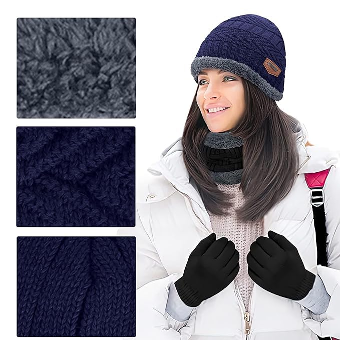 Unisex Woolen Winter Cap & Scarf Set